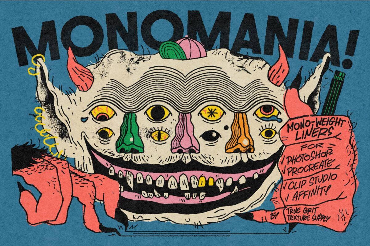 39款Monomania仿旧艺术Procreate笔刷复古砂砾纹理马克笔肌理钢笔画笔 笔刷资源 sucaiwan.com