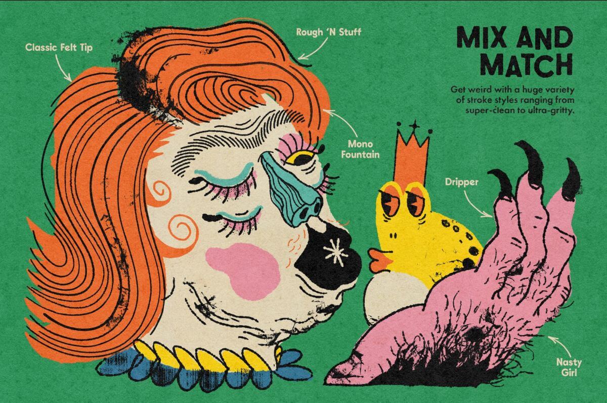 39款Monomania仿旧艺术Procreate笔刷复古砂砾纹理马克笔肌理钢笔画笔 笔刷资源 sucaiwan.com