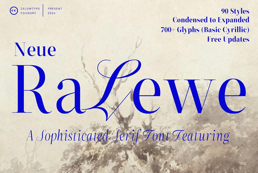 90个时装杂志平面影视时尚艺术海报设计衬线字体 ZT Neue Ralewe – 90 Styles 设计素材 第1张-素材湾丨精选海外优质设计素材资源 90个时装杂志平面影视时尚艺术海报设计衬线字体 ZT Neue Ralewe – 90 Styles 设计素材 sucaiwan.com