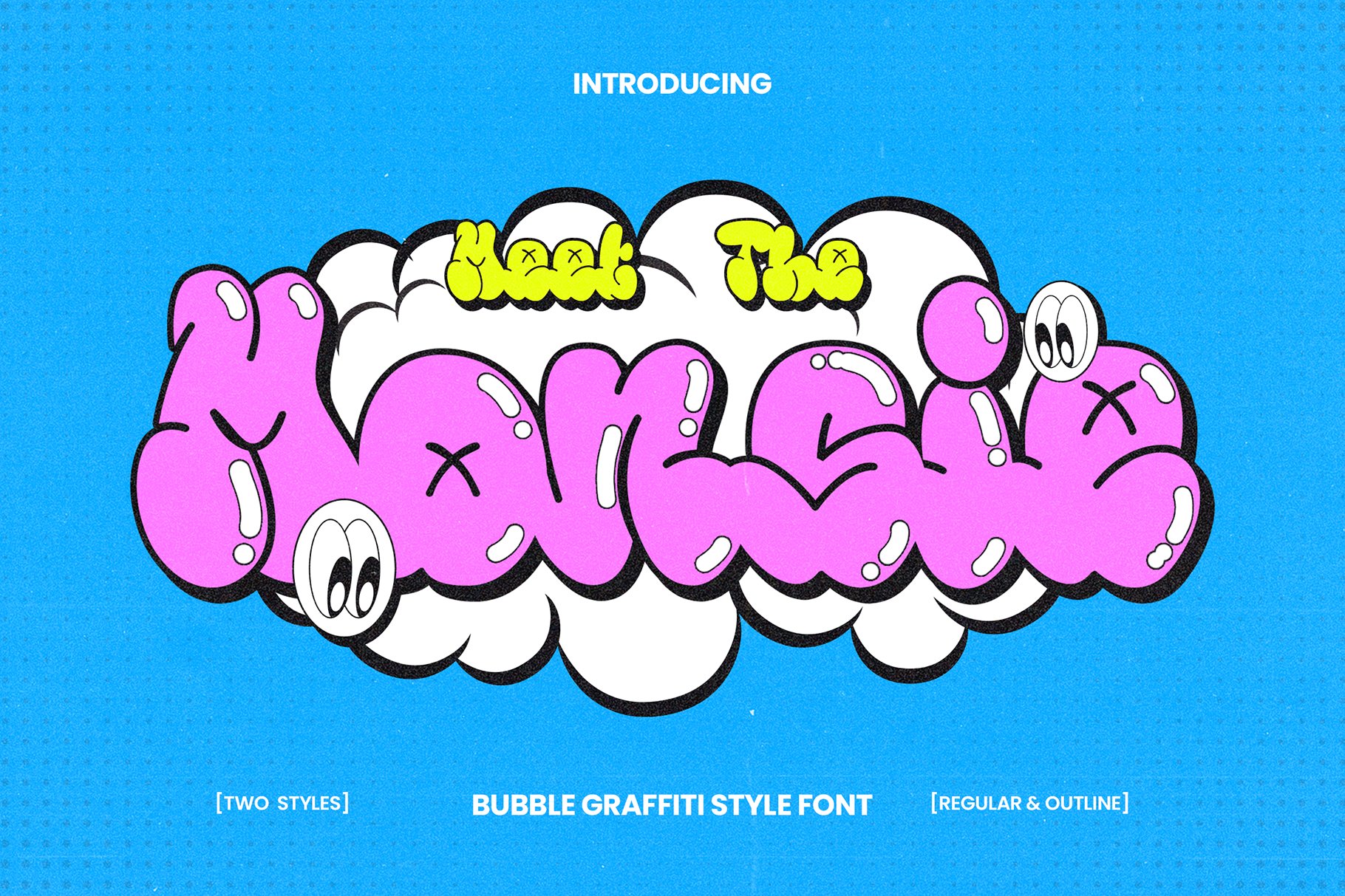 Monsie – Bubble Graffiti Font 创意趣味泡泡涂鸦字体 设计素材 sucaiwan.com