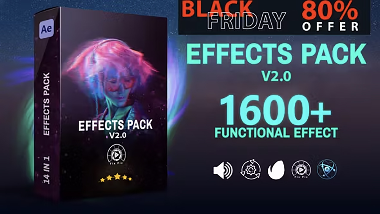 AE插件：Effects Pack V2.0 – Transitions ,Effects ,Footages and Presets and more 1600+转场过渡、效果、素材和预设等 插件预设 sucaiwan.com
