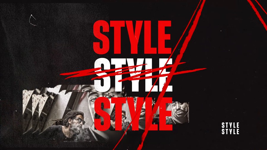 复古时尚摇滚说唱音乐视频开场片头 流行排版、手绘涂鸦、撕纸、粗糙纹理 AE模板 + 视频同款音乐曲目BGM赠送 影视音频 sucaiwan.com