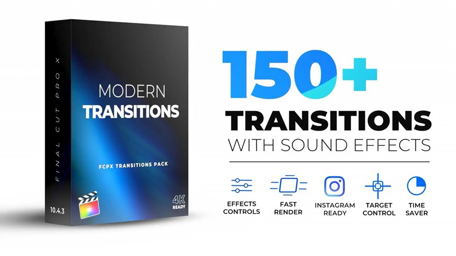 FCXP插件：150个现代摄像机缩放摇摆动态4K转场 Modern Transitions , sucaiwan.com