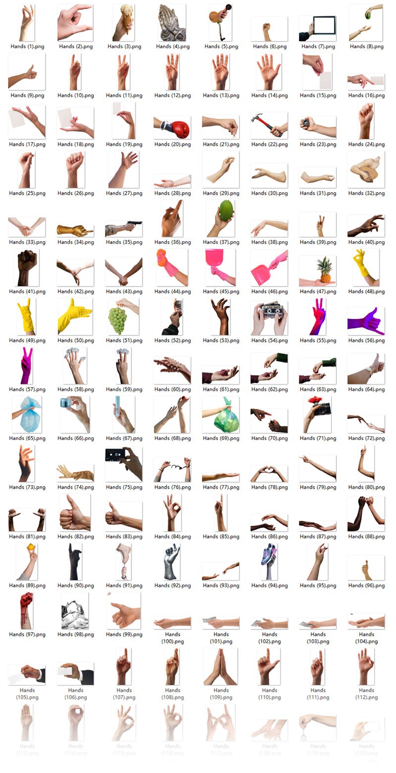 150+高清手势拼贴手帐PNG免抠素材 , sucaiwan.com