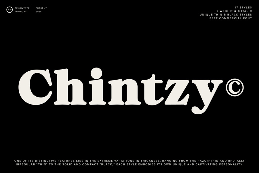 ZT Chintzy复古风格衬线字体，免费可商用 设计素材 sucaiwan.com