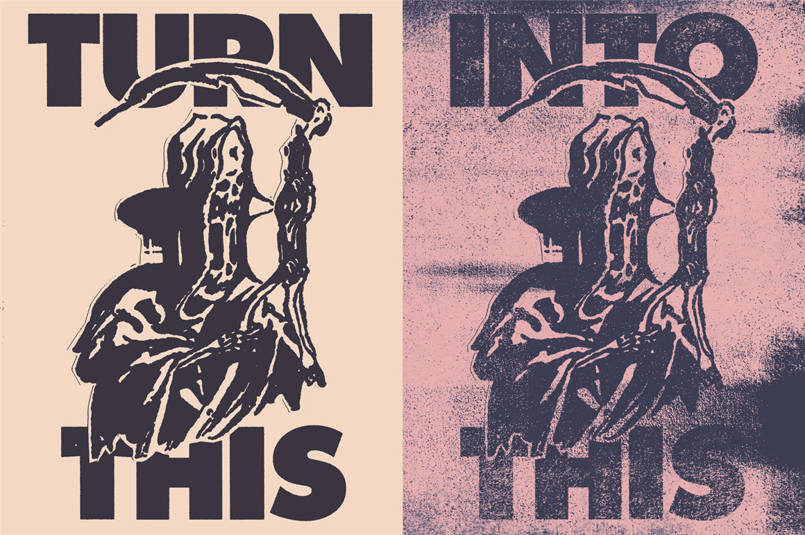 复古漫画做旧艺术损坏油墨影印砂砾纸张纹理笔刷合辑 Nasty Copy Photocopy Kit 笔刷资源 sucaiwan.com