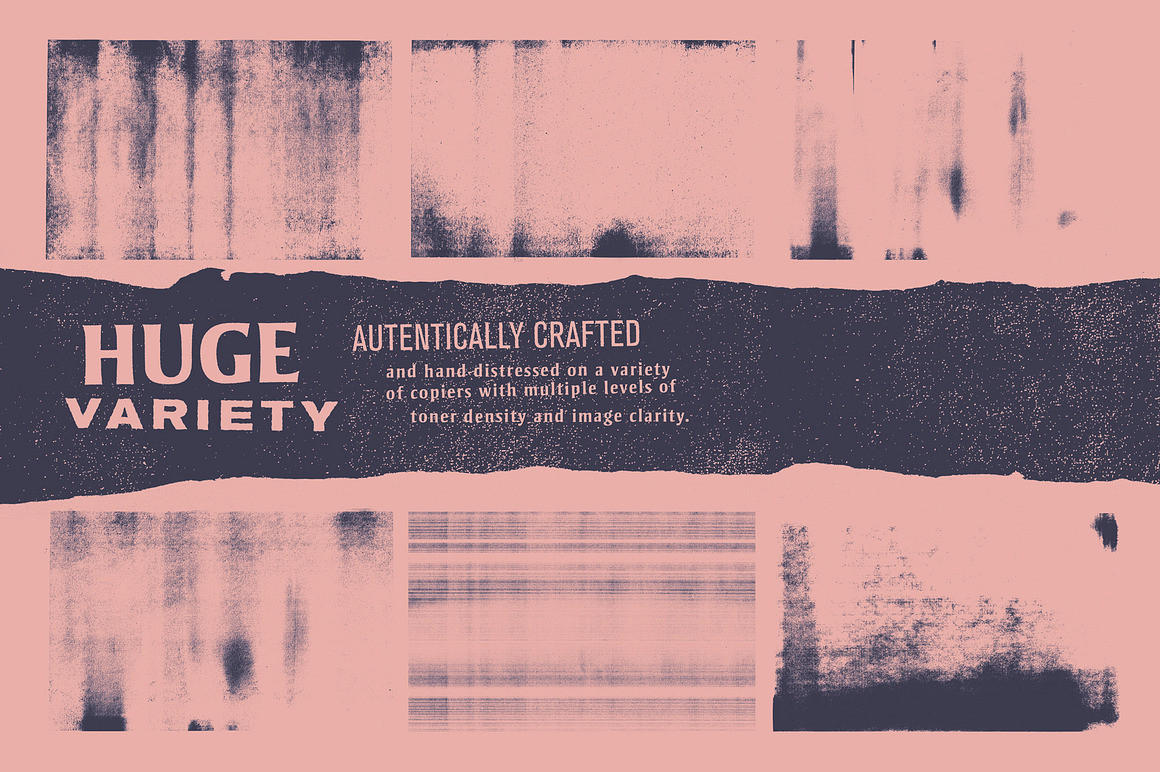 复古漫画做旧艺术损坏油墨影印砂砾纸张纹理笔刷合辑 Nasty Copy Photocopy Kit 笔刷资源 sucaiwan.com