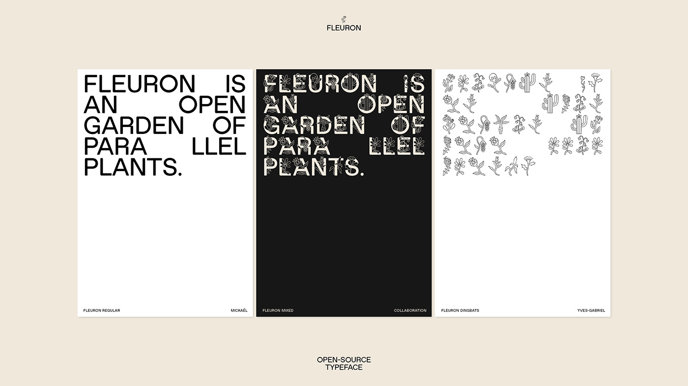 Fleuron花卉图形英文装饰字体，免费可商用 设计素材 sucaiwan.com