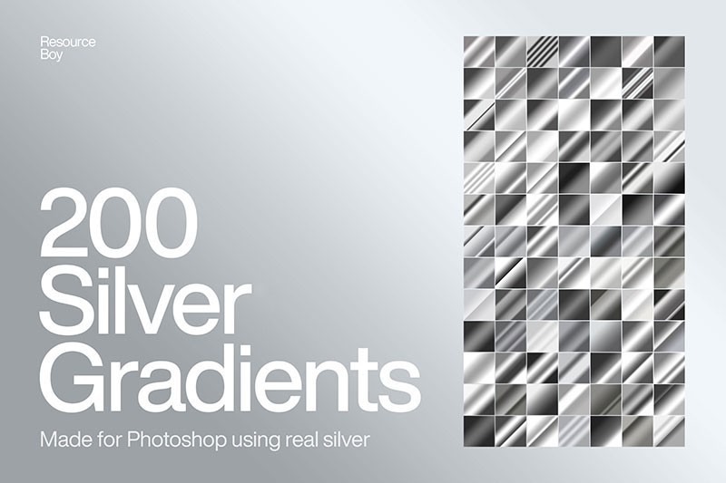 200个银色渐变PS预设，grd格式 插件预设 sucaiwan.com