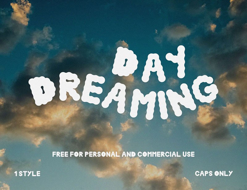 Daydreaming云朵装饰英文字体，免费可商用 设计素材 sucaiwan.com