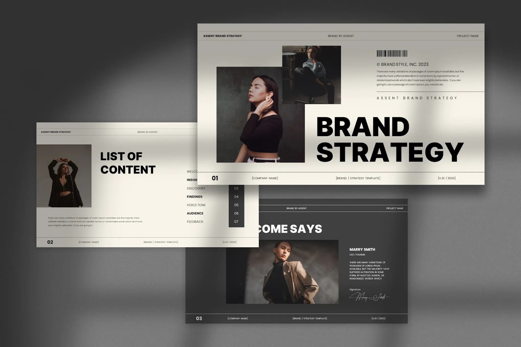 时尚极简风品牌营销策划演示文稿设计ppt模版 Assent Brand Strategy Template , sucaiwan.com