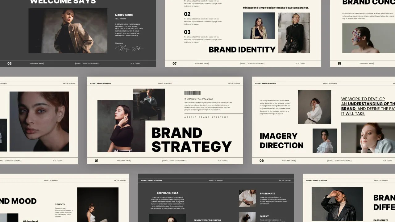 时尚极简风品牌营销策划演示文稿设计ppt模版 Assent Brand Strategy Template , sucaiwan.com