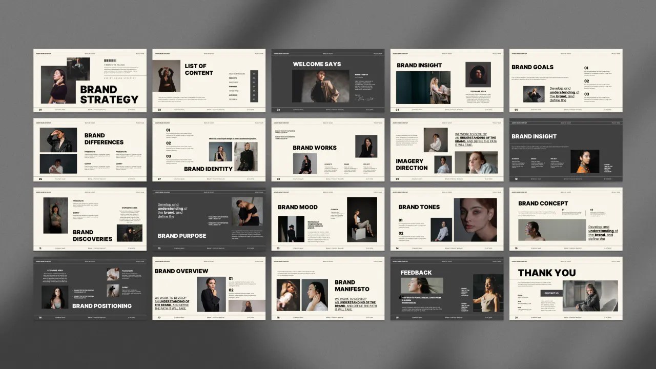 时尚极简风品牌营销策划演示文稿设计ppt模版 Assent Brand Strategy Template , sucaiwan.com