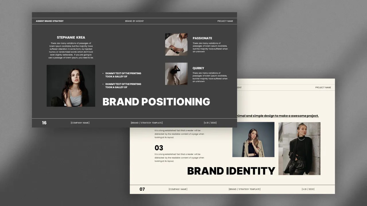 时尚极简风品牌营销策划演示文稿设计ppt模版 Assent Brand Strategy Template , sucaiwan.com
