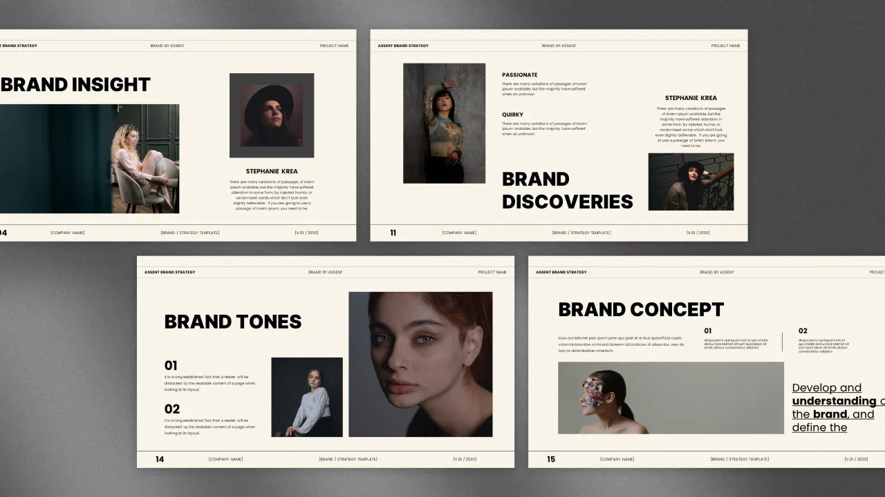 时尚极简风品牌营销策划演示文稿设计ppt模版 Assent Brand Strategy Template , sucaiwan.com