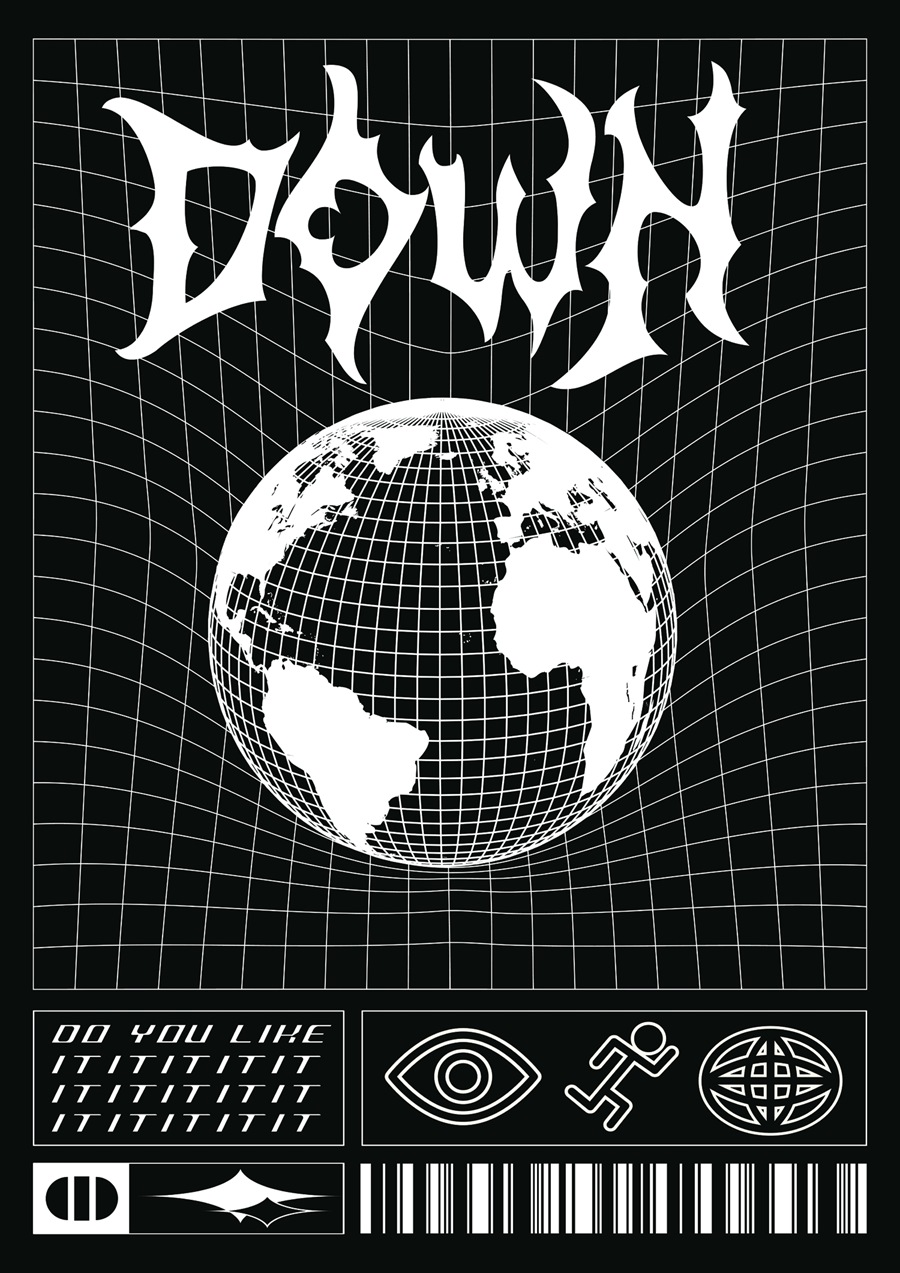 潮流酸性赛博朋克抽象艺术潮牌服装印花海报模板AI矢量设计素材 图片素材 sucaiwan.com