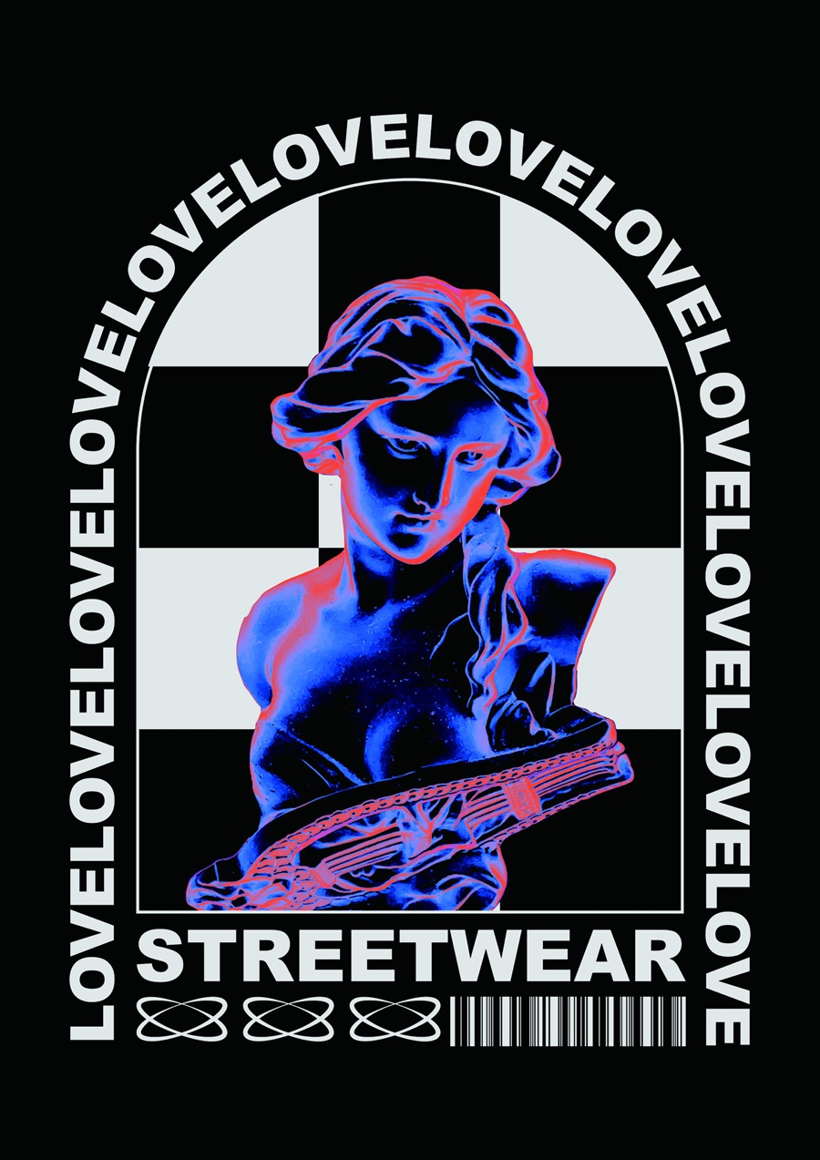 潮流酸性赛博朋克抽象艺术潮牌服装印花海报模板AI矢量设计素材 图片素材 sucaiwan.com