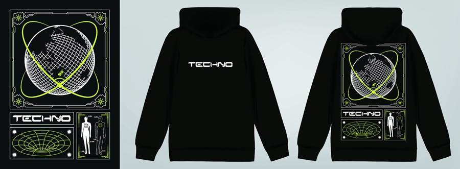 潮流酸性赛博朋克抽象艺术潮牌服装印花海报模板AI矢量设计素材 图片素材 sucaiwan.com