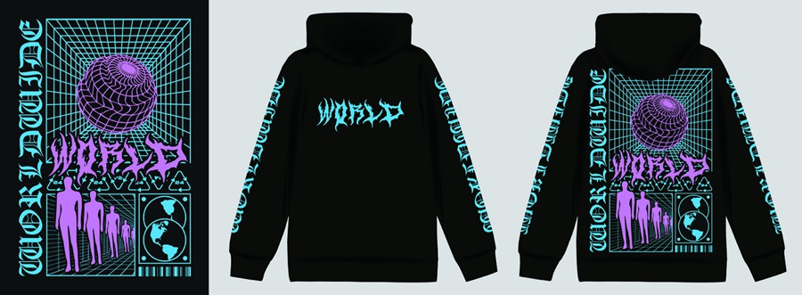 潮流酸性赛博朋克抽象艺术潮牌服装印花海报模板AI矢量设计素材 图片素材 sucaiwan.com