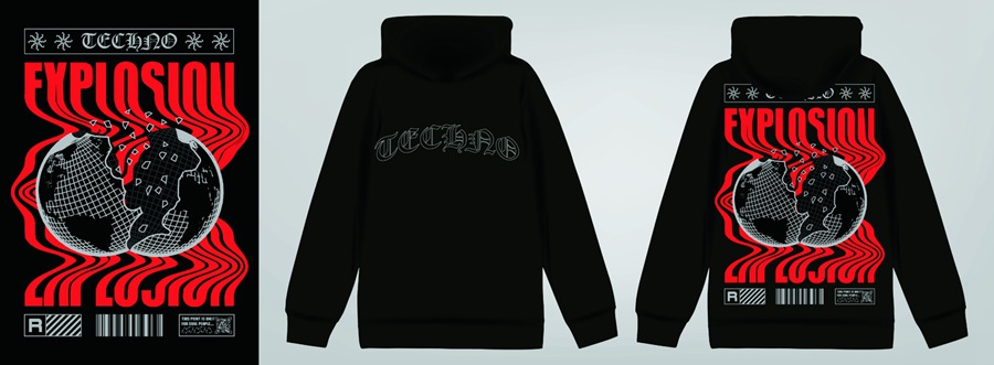 潮流酸性赛博朋克抽象艺术潮牌服装印花海报模板AI矢量设计素材 图片素材 sucaiwan.com