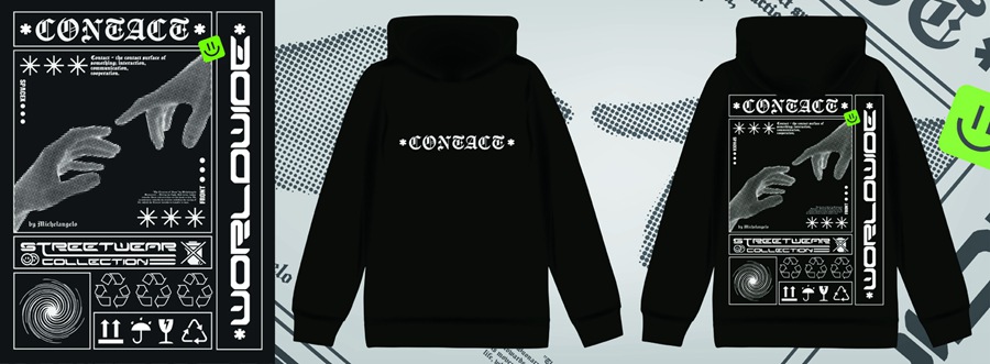 潮流酸性赛博朋克抽象艺术潮牌服装印花海报模板AI矢量设计素材 图片素材 sucaiwan.com