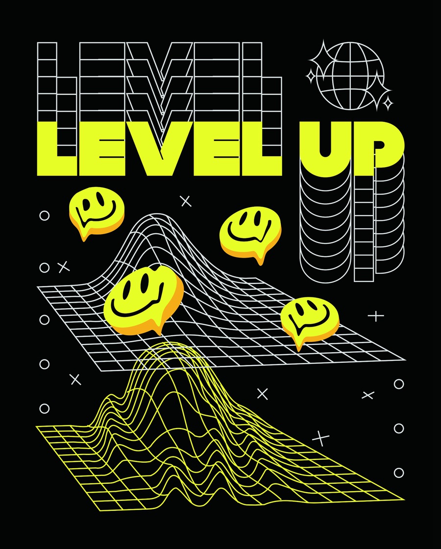 潮流酸性赛博朋克抽象艺术潮牌服装印花海报模板AI矢量设计素材 图片素材 sucaiwan.com