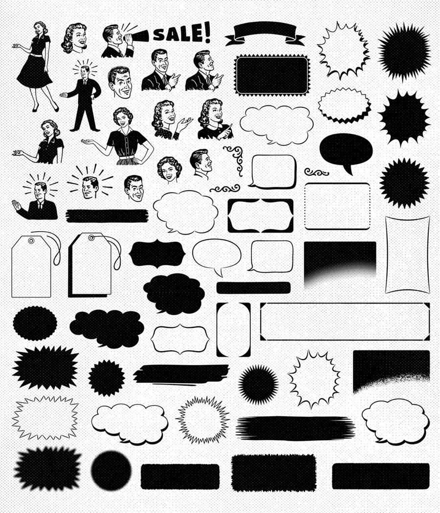 17个复古90年代风格复古新闻纸纹理广告PSD模板 1950s Style Retro Ad Templates , sucaiwan.com