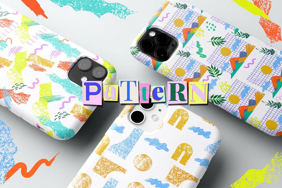 时尚彩色手绘剪贴画纸质信件海报无缝图案字母阿拉伯数字社交媒体拼贴/幼儿园/服装纺织/产品包装/手机壳/AI矢量PNG设计图形 Masterpiece collage creator , sucaiwan.com