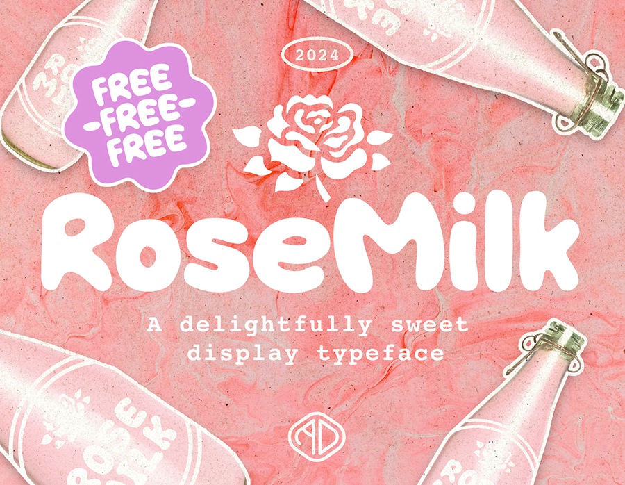 RoseMilk圆润厚重的英文字体，免费可商用 , sucaiwan.com