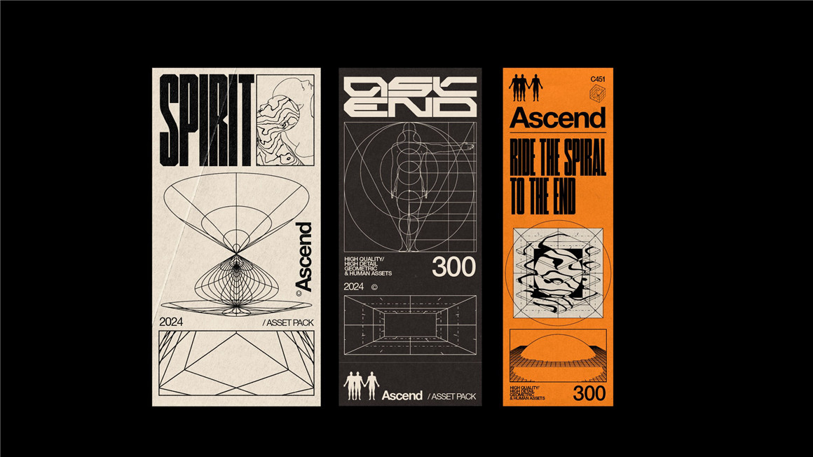 300款潮流科技感人体部位器官几何线框图海报设计纹理AI矢量设计素材 ASCEND / Graphics Asset Pack , sucaiwan.com