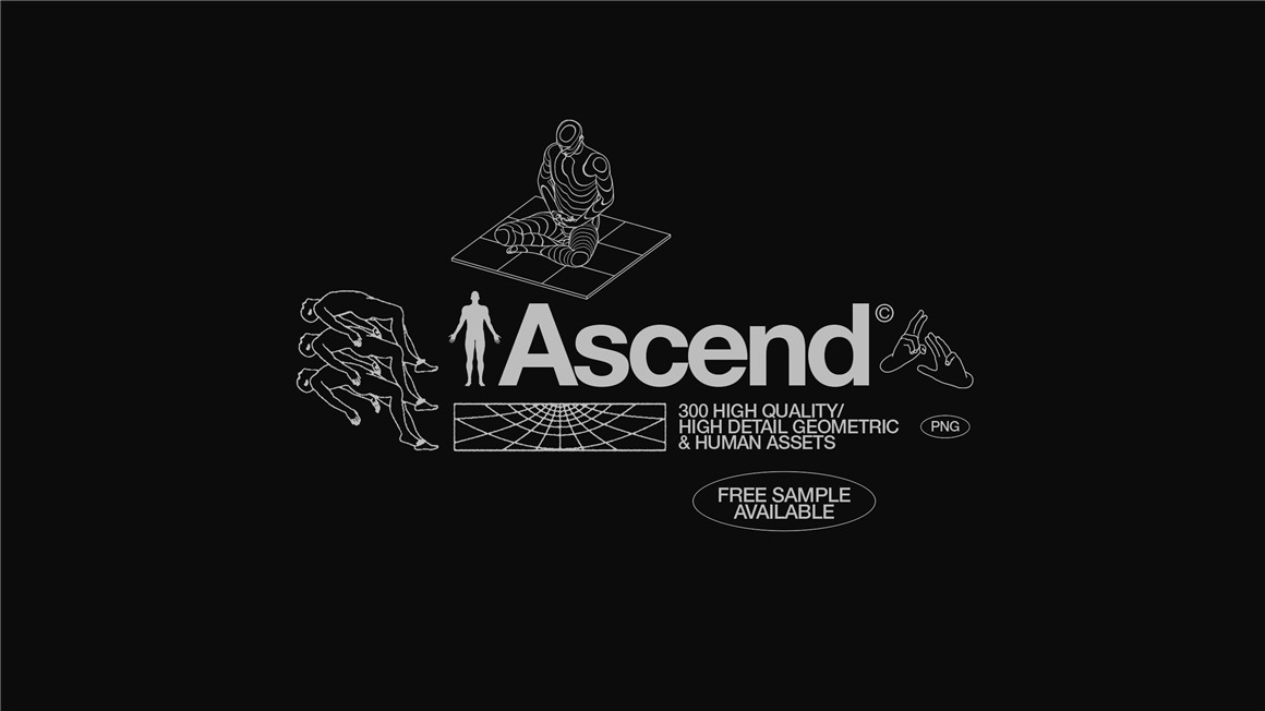 300款潮流科技感人体部位器官几何线框图海报设计纹理AI矢量设计素材 ASCEND / Graphics Asset Pack , sucaiwan.com