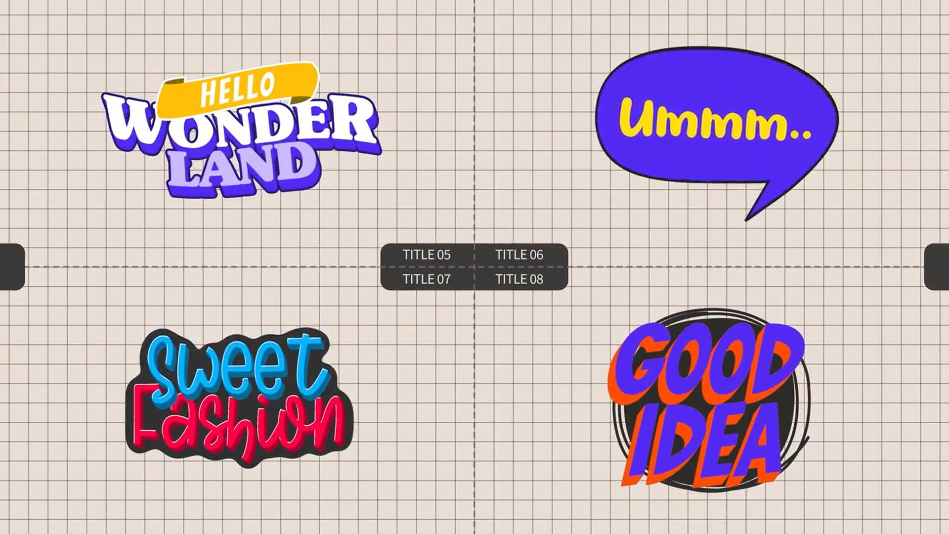 FCPX插件：12个复古时髦二维卡通综艺花字气泡贴纸标题动画 , sucaiwan.com