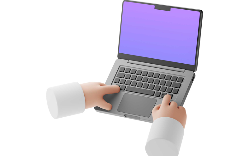 极简3D卡通趣味手持电脑笔记本电子设备产品展示PSD样机素材模板 样机素材 sucaiwan.com