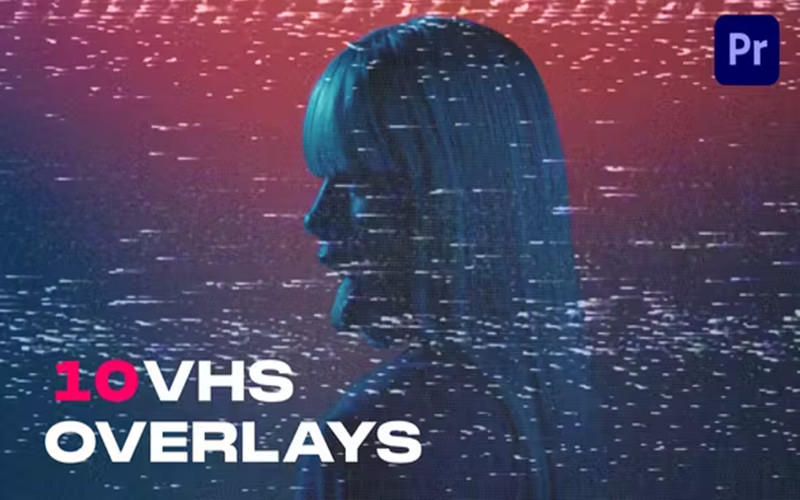 PR模板-10个VHS旧磁带复古效果元素叠加素材 VHS Overlays 影视音频 sucaiwan.com