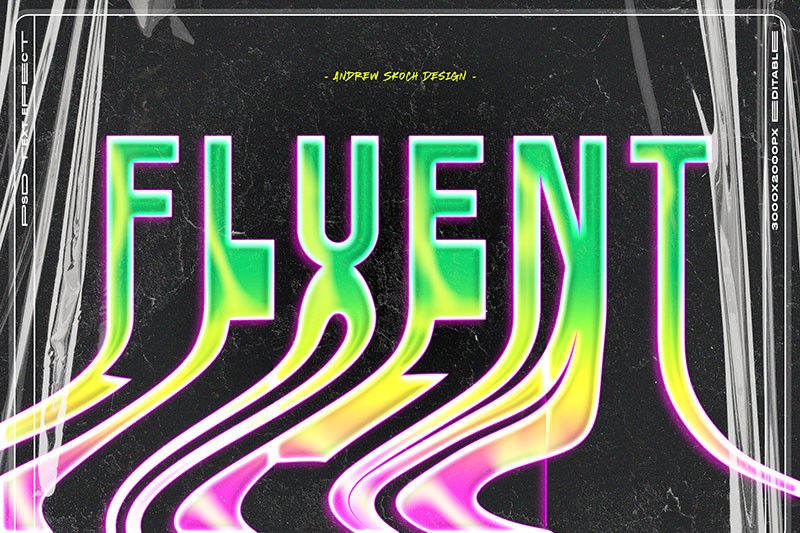 8套酸性液态文字PS图层样式 , sucaiwan.com