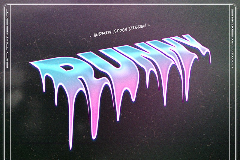 8套酸性液态文字PS图层样式 , sucaiwan.com