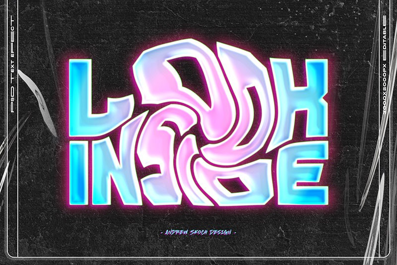 8套酸性液态文字PS图层样式 , sucaiwan.com