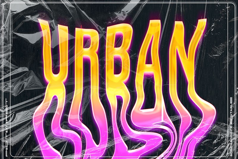 8套酸性液态文字PS图层样式 , sucaiwan.com