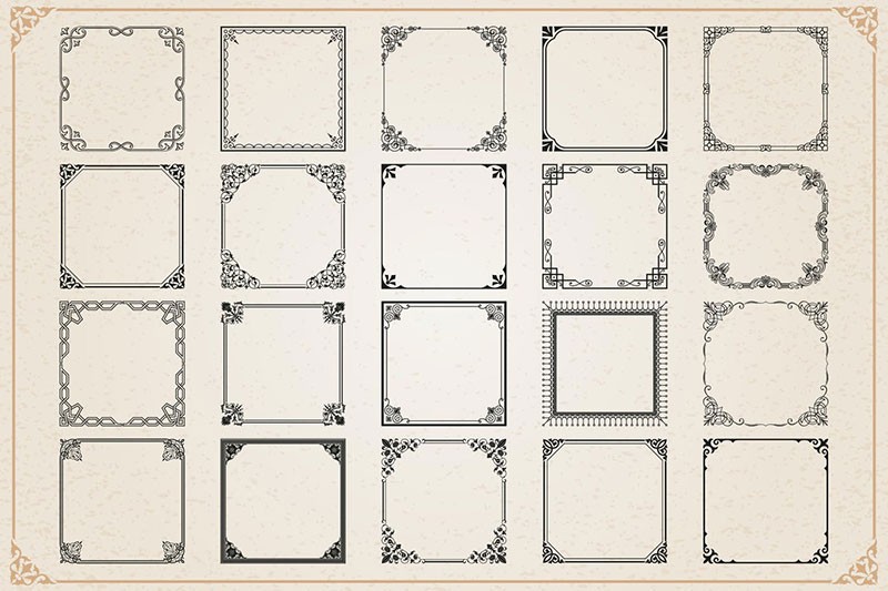 116个欧式花边边框矢量素材，AI PNG格式 图片素材 sucaiwan.com