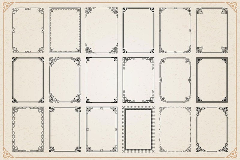 116个欧式花边边框矢量素材，AI PNG格式 图片素材 sucaiwan.com