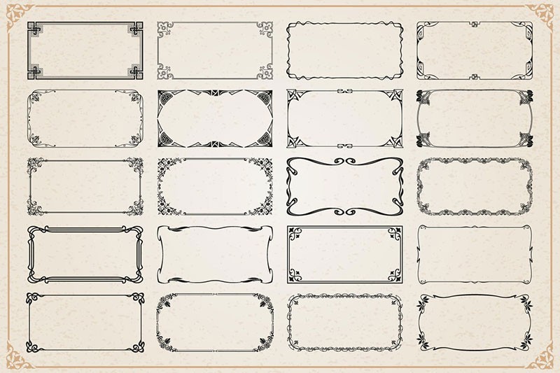 116个欧式花边边框矢量素材，AI PNG格式 图片素材 sucaiwan.com