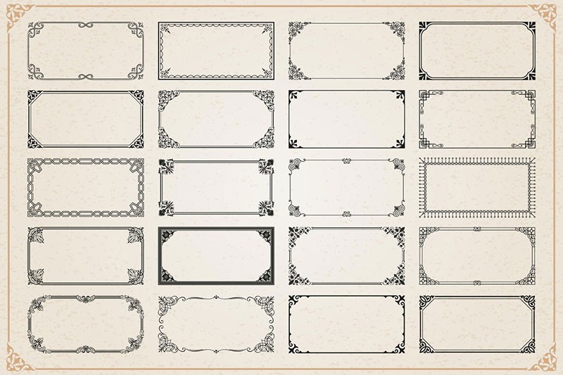 116个欧式花边边框矢量素材，AI PNG格式 图片素材 sucaiwan.com