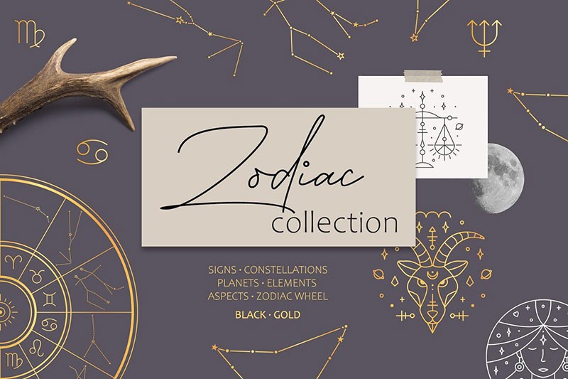 12星座符号图案矢量素材，AI PNG格式 图片素材 sucaiwan.com