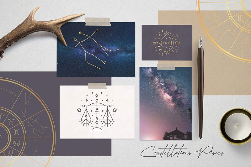 12星座符号图案矢量素材，AI PNG格式 图片素材 sucaiwan.com