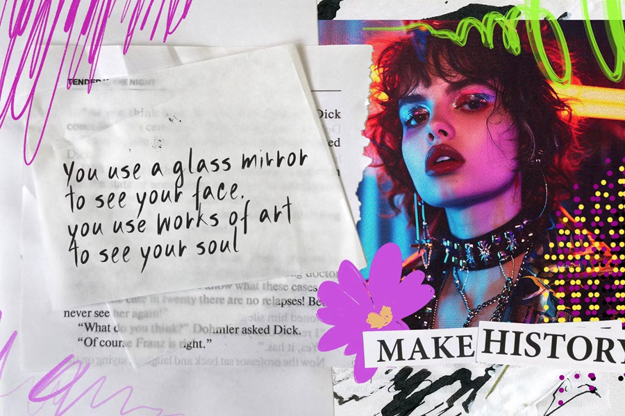 品牌包装海报设计拼贴艺术自然逼真涂鸦手写笔记字体 QuickNotes 设计素材 sucaiwan.com