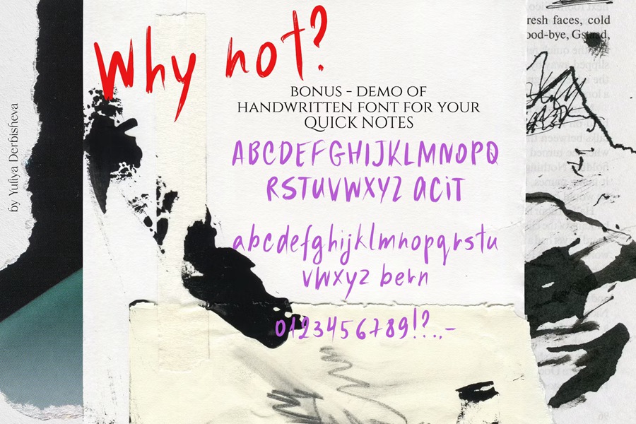 品牌包装海报设计拼贴艺术自然逼真涂鸦手写笔记字体 QuickNotes 设计素材 sucaiwan.com