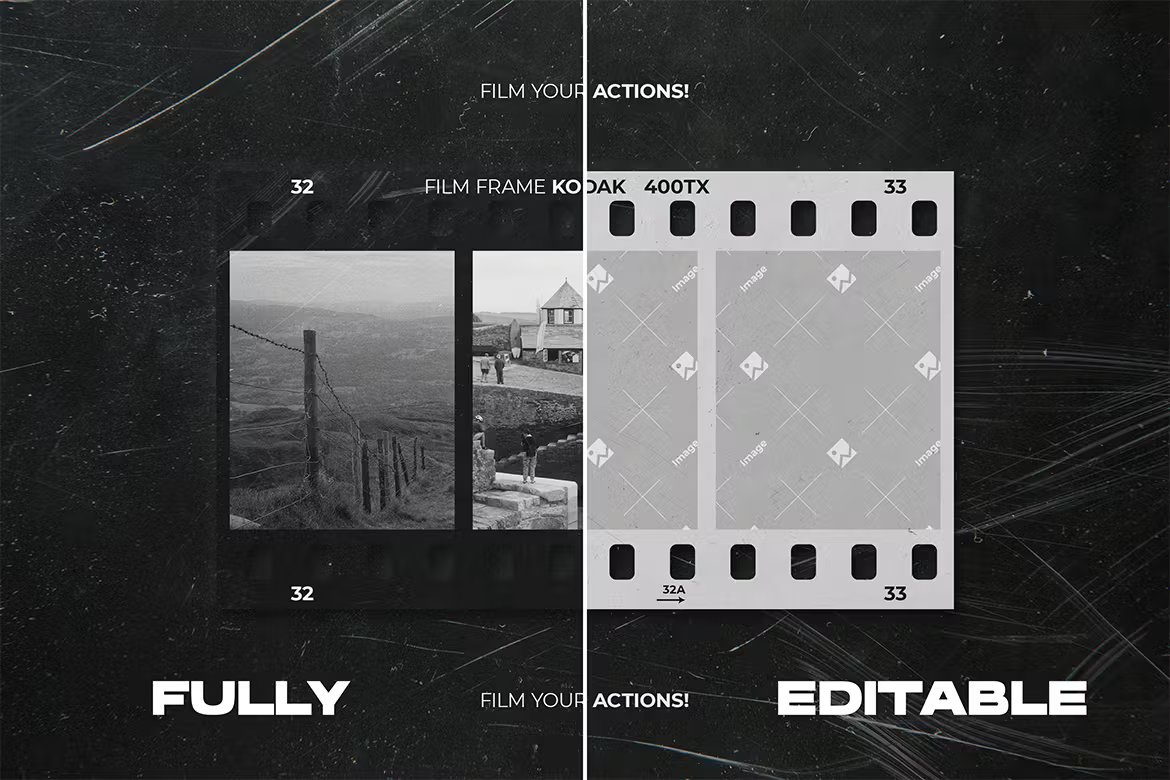 10种摄影后期35mm复古怀旧胶片边框照片拼贴PNG/PSD设计模板 Film Frame 35mm V.3 图片素材 sucaiwan.com