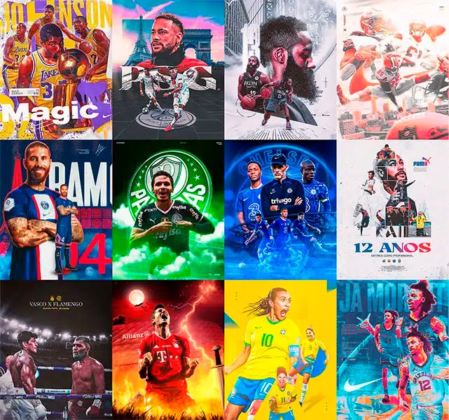 107款超巨量体育赛事运动篮球足球音乐专辑封面赛博迷幻Y2K多风格PSD海报KV广告设计排版分层源文件大合集 Supreme Pack PSD , sucaiwan.com