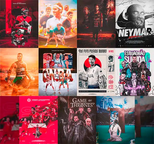 107款超巨量体育赛事运动篮球足球音乐专辑封面赛博迷幻Y2K多风格PSD海报KV广告设计排版分层源文件大合集 Supreme Pack PSD , sucaiwan.com