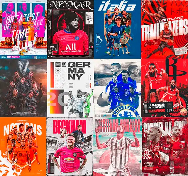 107款超巨量体育赛事运动篮球足球音乐专辑封面赛博迷幻Y2K多风格PSD海报KV广告设计排版分层源文件大合集 Supreme Pack PSD , sucaiwan.com